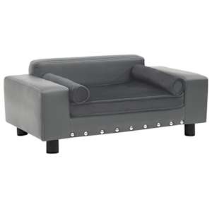 Pohovka pro psy šedá 81 x 43 x 31 cm plyš a umělá kůže