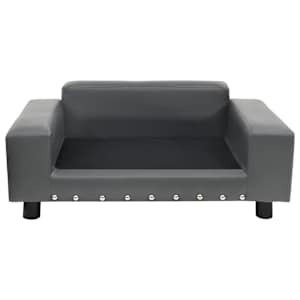 Pohovka pro psy šedá 81 x 43 x 31 cm plyš a umělá kůže - obrázek 3