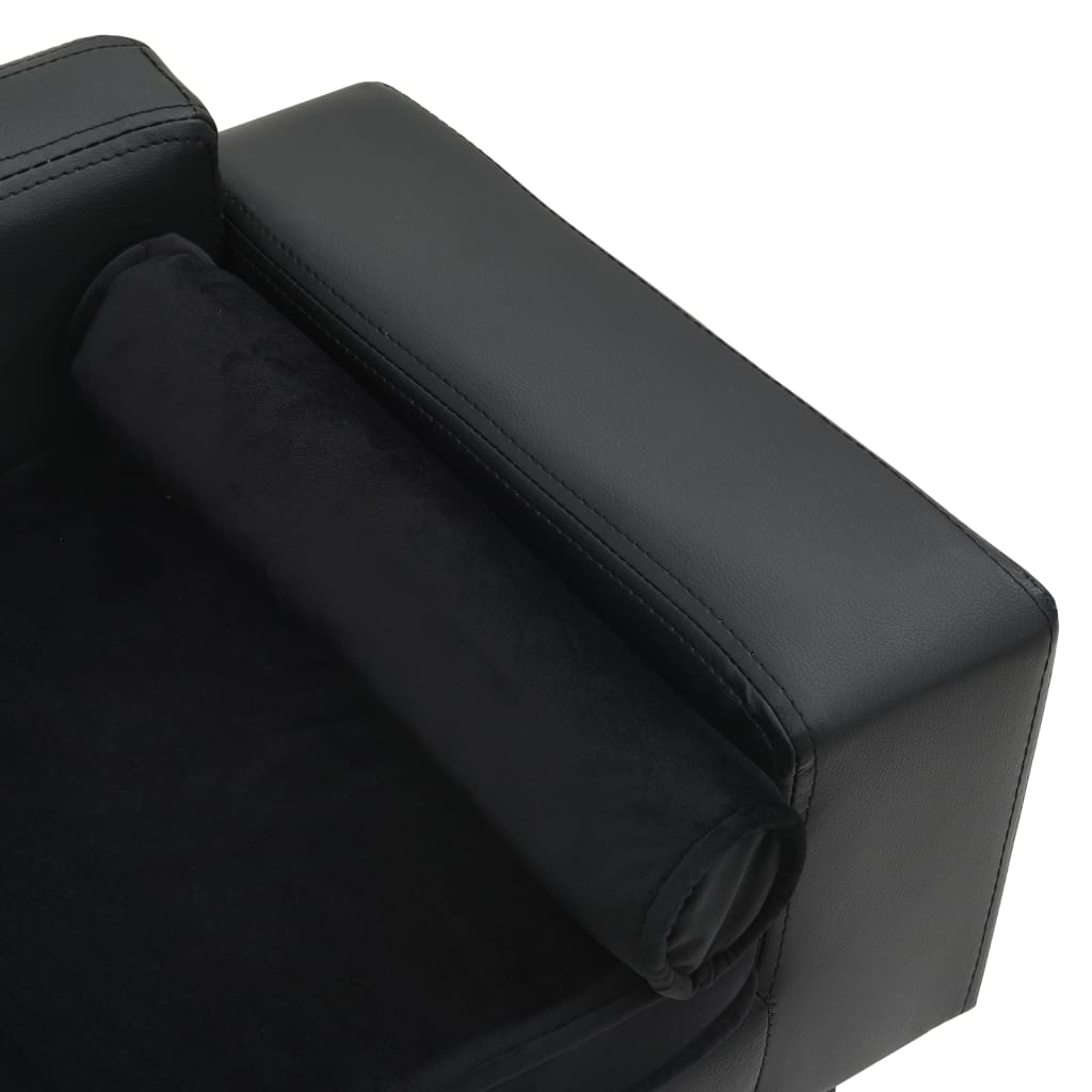 Canapé pour chien noir en similicuir - 81x43x31 cm