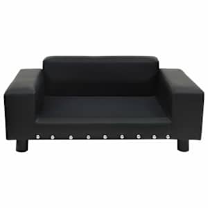 Pohovka pro psy černá 81 x 43 x 31 cm plyš a umělá kůže - obrázek 2