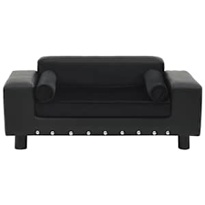 Pohovka pro psy černá 81 x 43 x 31 cm plyš a umělá kůže - obrázek 3