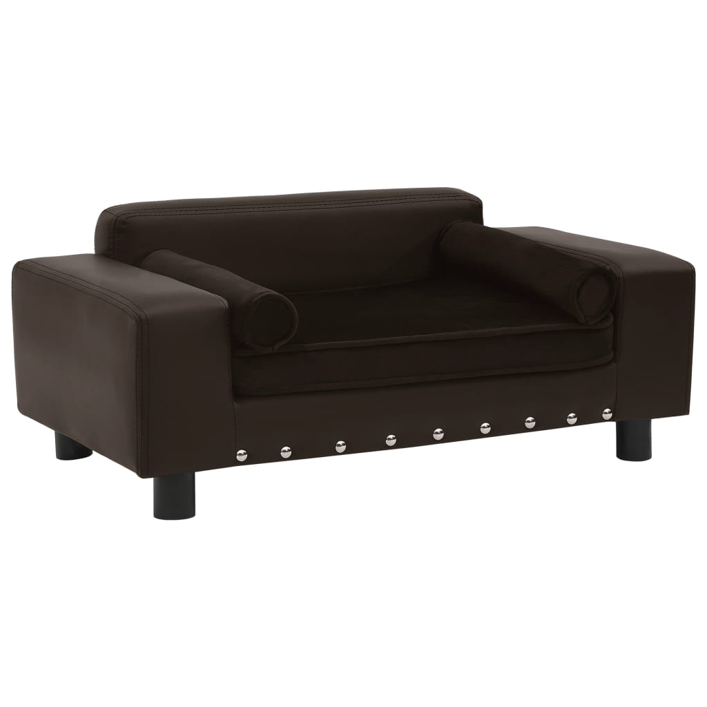 

vidaXL Dog Sofa Brown 31.9"x16.9"x12.2" Plush and Faux Leather