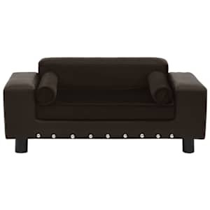 Pohovka pro psy hnědá 81 x 43 x 31 cm plyš a umělá kůže - obrázek 2