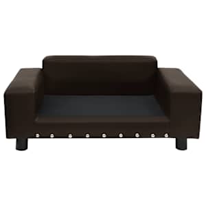 Pohovka pro psy hnědá 81 x 43 x 31 cm plyš a umělá kůže - obrázek 3