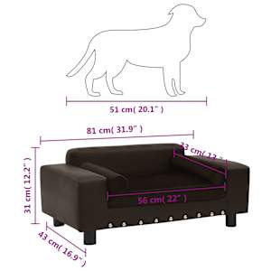 Pohovka pro psy hnědá 81 x 43 x 31 cm plyš a umělá kůže - obrázek 8