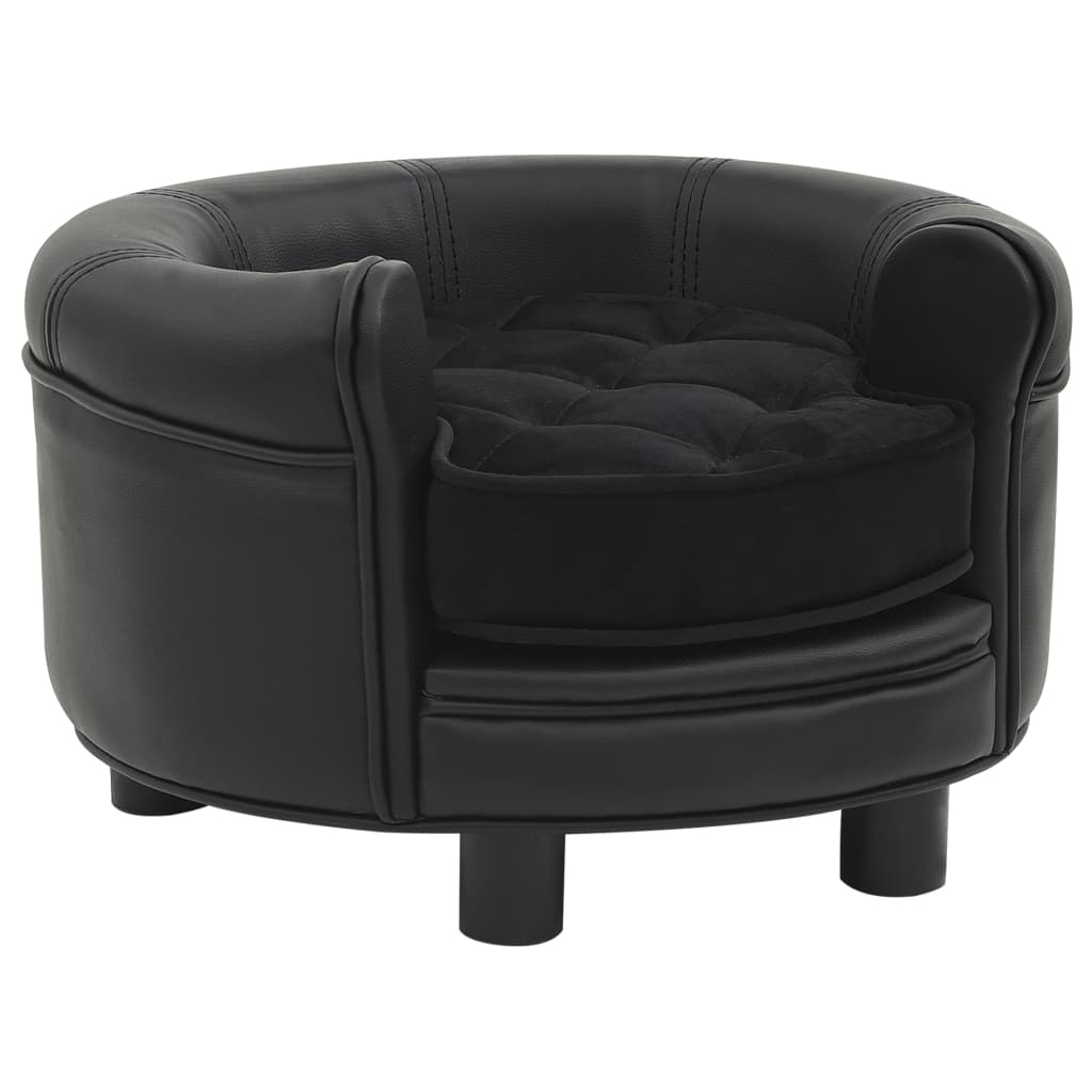 Image of vidaXL Dog Sofa Black 48x48x32 cm Plush and Faux Leather