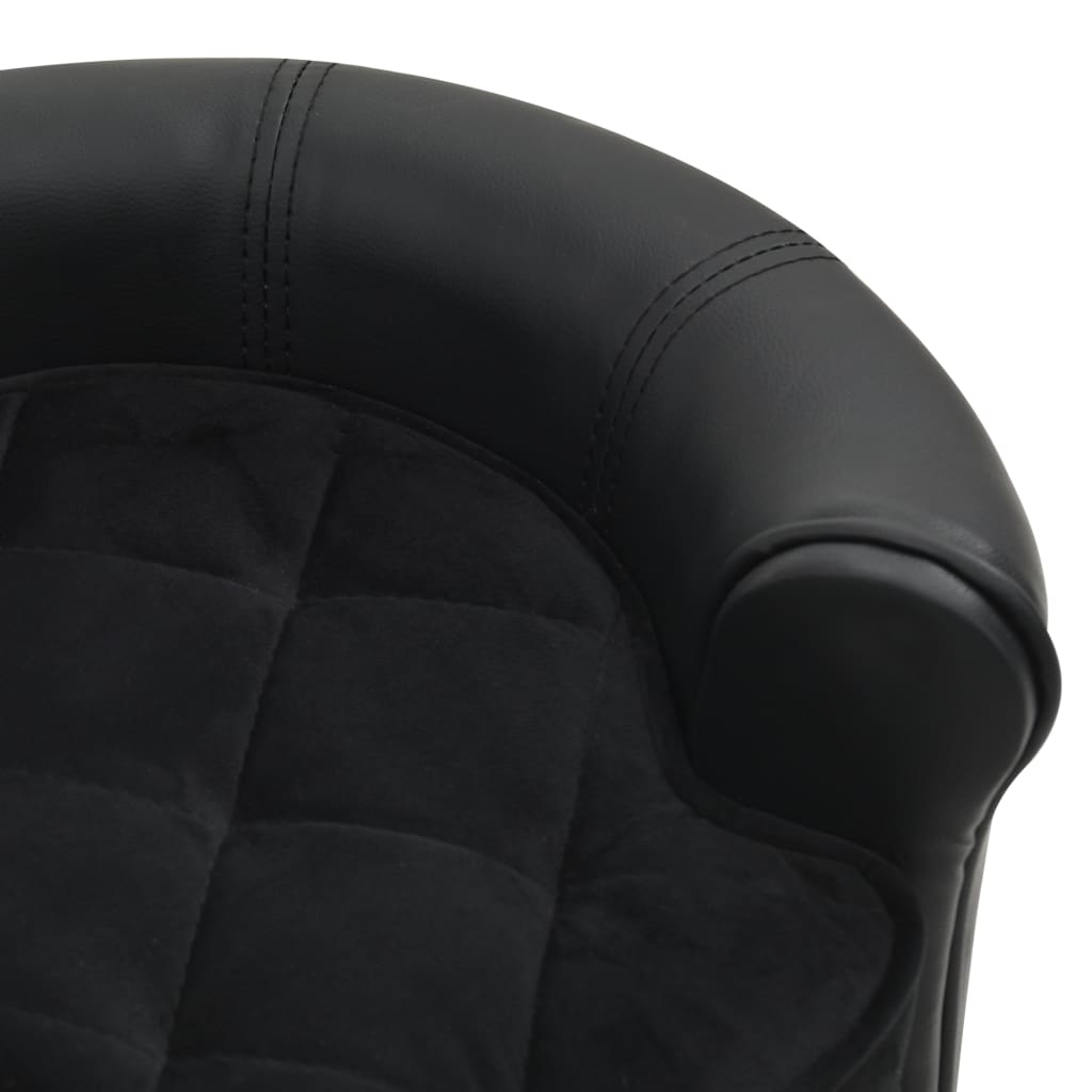 Canapé pour petit chien noir en similicuir - 48x48x32 cm
