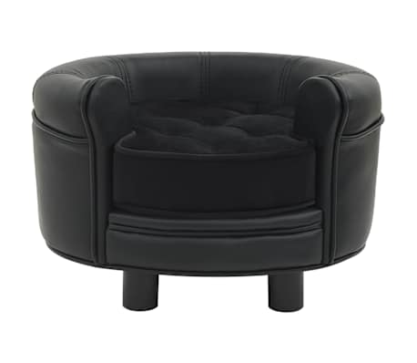 vidaXL Dog Sofa Black 48x48x32 cm Plush and Faux Leather