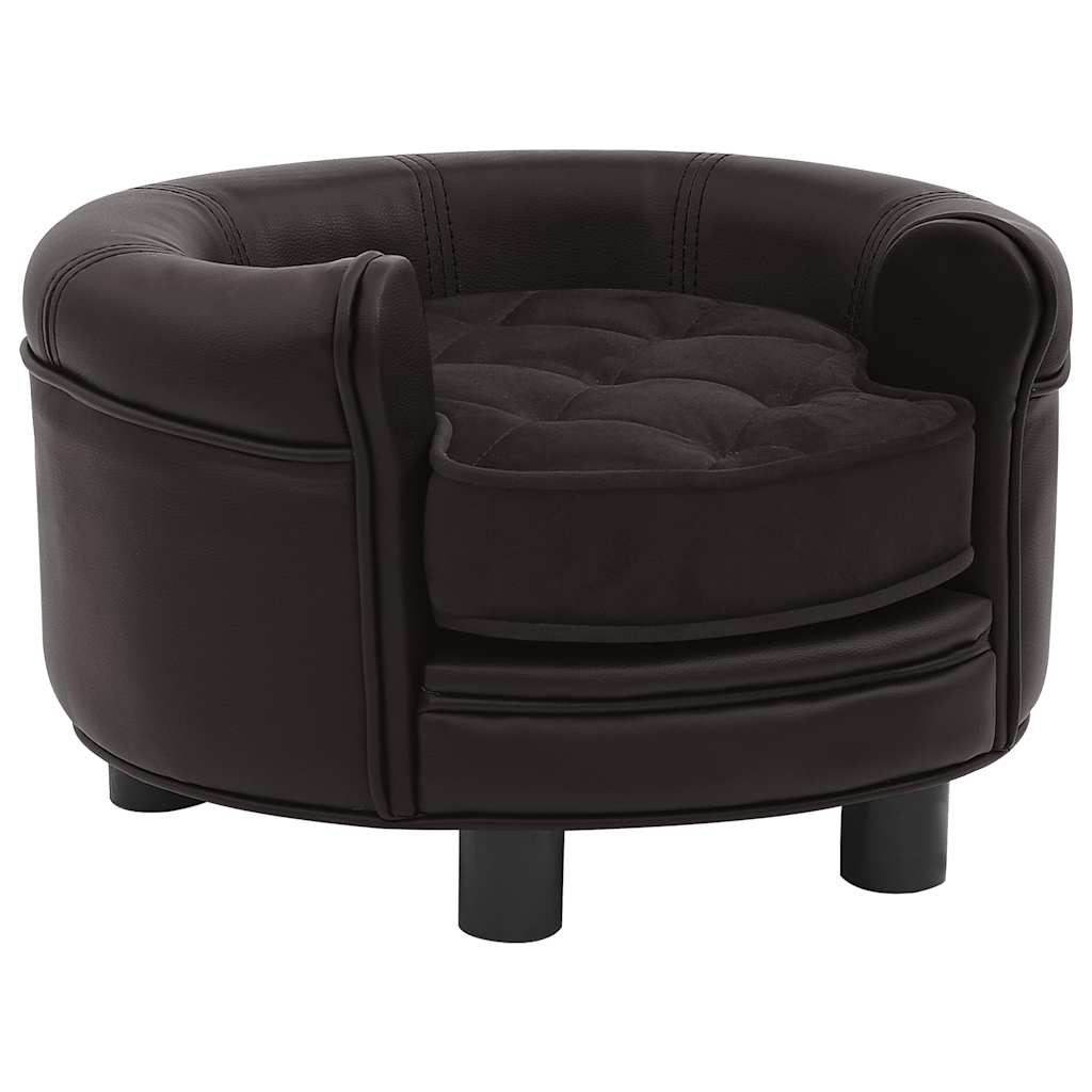 

vidaXL Dog Sofa Brown 18.9"x18.9"x12.6" Plush and Faux Leather