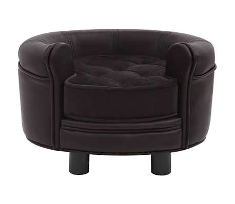 vidaXL Canap&eacute; pour chien Marron 48x48x32 cm Peluche et similicuir