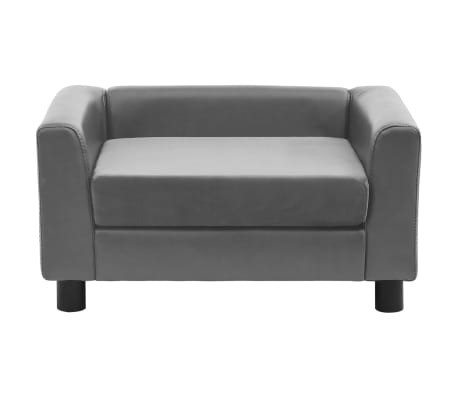 vidaXL suņu dīvāns, pelēks, 60x43x30 cm, plīšs, mākslīgā āda