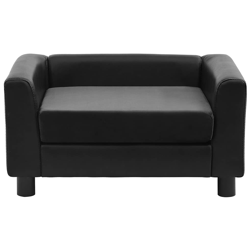 vidaXL Hondenbank 60x43x30 cm pluche en kunstleer zwart afbeelding