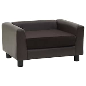 Pohovka pro psy hnědá 60 x 43 x 30 cm plyš a umělá kůže - obrázek 2