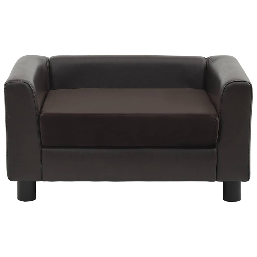 vidaXL Canapea pentru câini, maro, 60x43x30 cm, pluș & piele ecologică