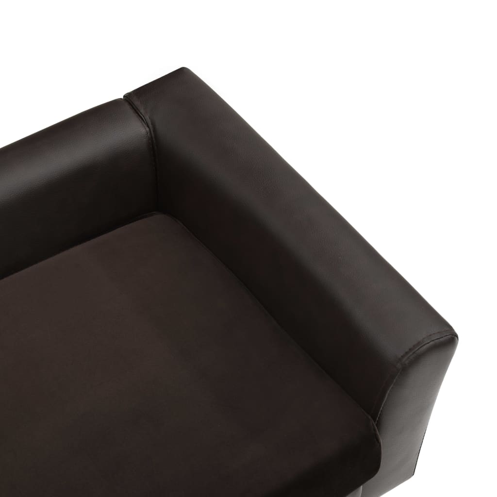 Canapé pour petit chien marron en similicuir - 60x43x30 cm