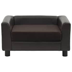 Pohovka pro psy hnědá 60 x 43 x 30 cm plyš a umělá kůže - obrázek 3