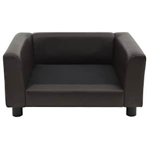 Pohovka pro psy hnědá 60 x 43 x 30 cm plyš a umělá kůže - obrázek 4