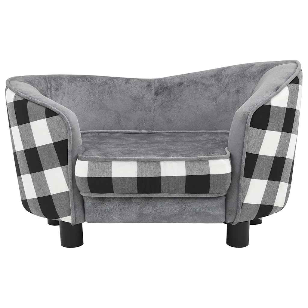 vidaXL Hondenbank 68x38x38 cm pluche grijs afbeelding