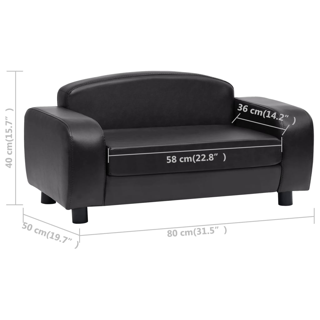 Canapé pour chien noir en similicuir - 80x50x40 cm