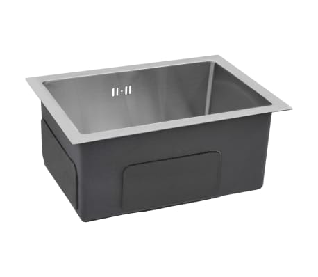 vidaXL Handmade Kitchen Sink with Overflow Hole Stainless Steel