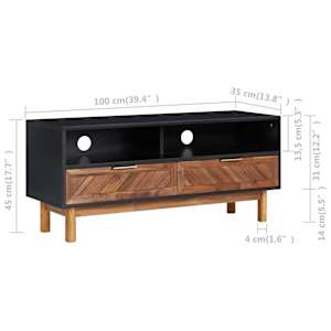 TV stolek 100 x 35 x 45 cm masivní akáciové dřevo a MDF - obrázek 6