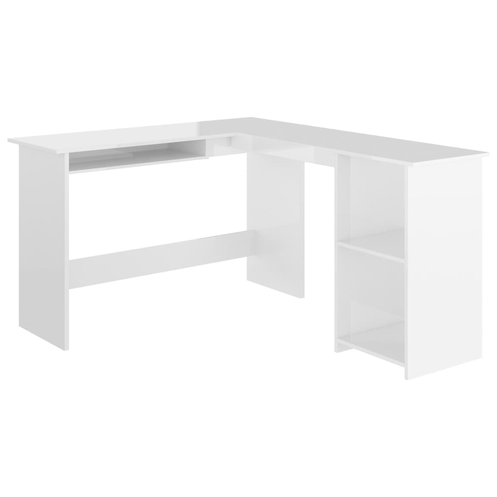 

vidaXL L-Shaped Corner Desk High Gloss White 47.2"x55.1"x29.5" Engineered Wood