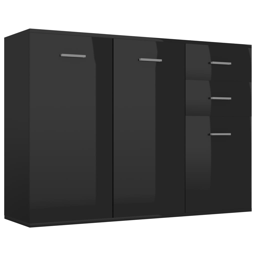 

vidaXL Sideboard High Gloss Black 41.3"x11.8"x29.5" Chipboard