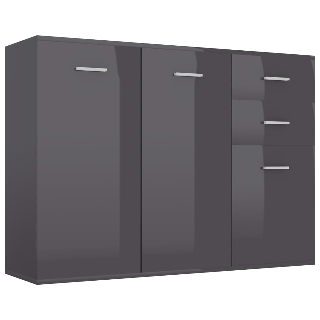 

vidaXL Sideboard High Gloss Gray 41.3"x11.8"x29.5" Chipboard