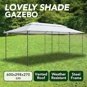 Zahradní altán 600 x 298 x 270 cm bílý 180 g/m² - obrázek 7