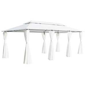 vidaXL varikatus kardinatega, 600 x 298 x 270 cm, valge, 180 g/m&sup2;