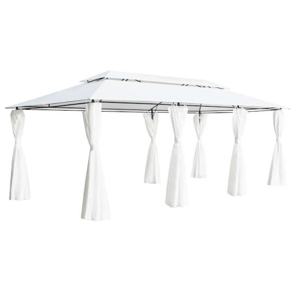 vidaXL varikatus kardinatega, 600 x 298 x 270 cm, valge, 180 g/m&sup2;