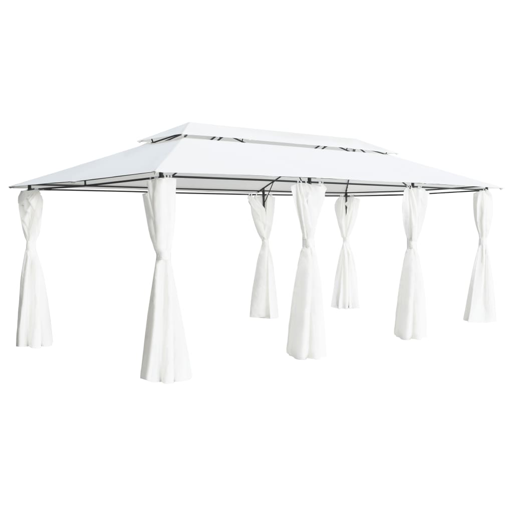 vidaXL Pavilion cu perdele, alb, 600 x 298 x 270 cm, 180g/m²