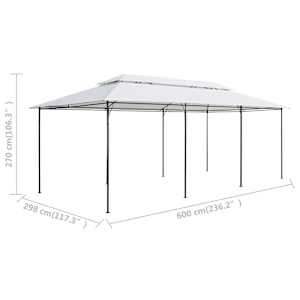 Zahradní altán se závěsy 600 x 298 x 270 cm bílý 180 g/m² - obrázek 7