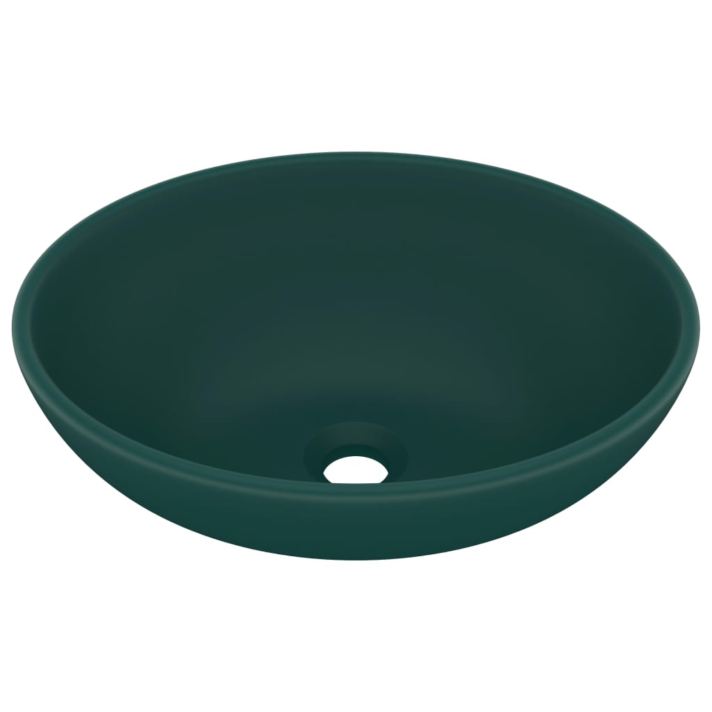 Chiuvetă de lux, verde mat, 40 x 33 cm, ceramică, formă ovală