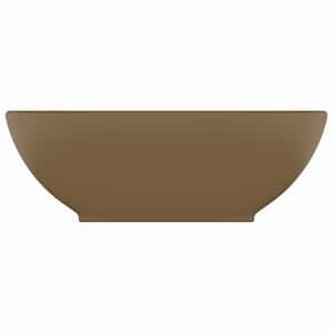 vidaXL luksuriøs håndvask 40x33 cm keramisk oval mat cremefarvet