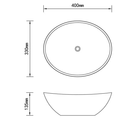 vidaXL Waschbecken Luxuriös Oval Matt Schwarz Keramik Waschschale