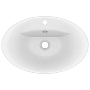 Luxusní umyvadlo přepad oválné matné bílé 58,5 x 39 cm keramika - obrázek 4