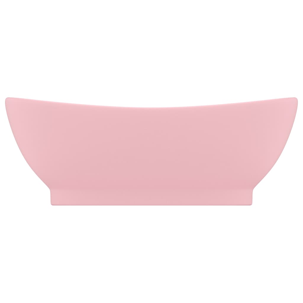 vidaXL Chiuvetă lux cu preaplin, roz mat, 58,5x39 cm ceramică, oval