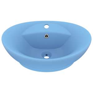 Luxusní umyvadlo přepad oválné světle modré 58,5x39 cm keramika - obrázek 2