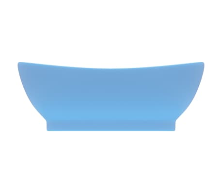 vidaXL Lavabo ovale &agrave; trop-plein Bleu clair mat 58,5x39 cm C&eacute;ramique