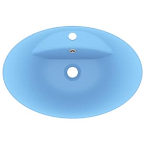 Luxusní umyvadlo přepad oválné světle modré 58,5x39 cm keramika - obrázek 4