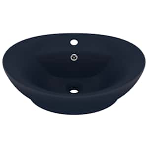 Luxusní umyvadlo přepad oválné tmavě modré 58,5x39 cm keramika - obrázek 2