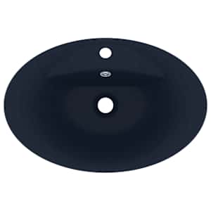 Luxusní umyvadlo přepad oválné tmavě modré 58,5x39 cm keramika - obrázek 4