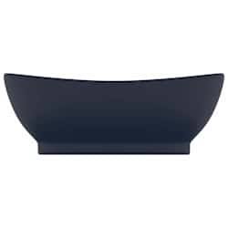 vidaXL Chiuvetă lux preaplin albastru mat 58,5x39 cm ceramică oval