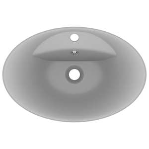 Luxusní umyvadlo přepad oválné matné světle šedé 58,5 x 39 cm - obrázek 4