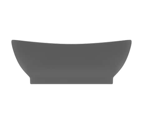 vidaXL Luxury Basin Overflow Oval Matt Dark Grey 58,5x39 cm Ceramic