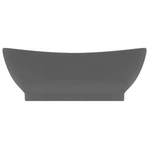 Luxusní umyvadlo přepad oválné tmavě šedé 58,5 x 39 cm keramika - obrázek 3