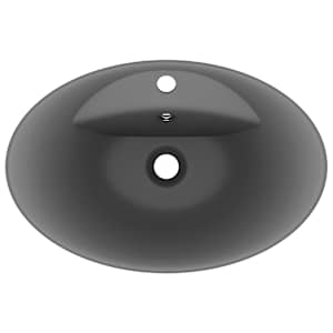 Luxusní umyvadlo přepad oválné tmavě šedé 58,5 x 39 cm keramika - obrázek 4