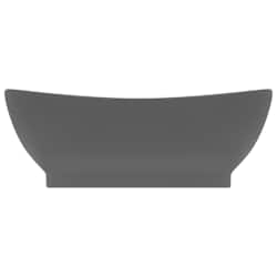 vidaXL Luxury Basin Overflow Oval Matt Dark Grey 58,5x39 cm Ceramic