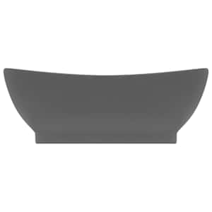 vidaXL Luxury Basin Overflow Oval Matt Dark Grey 58,5x39 cm Ceramic